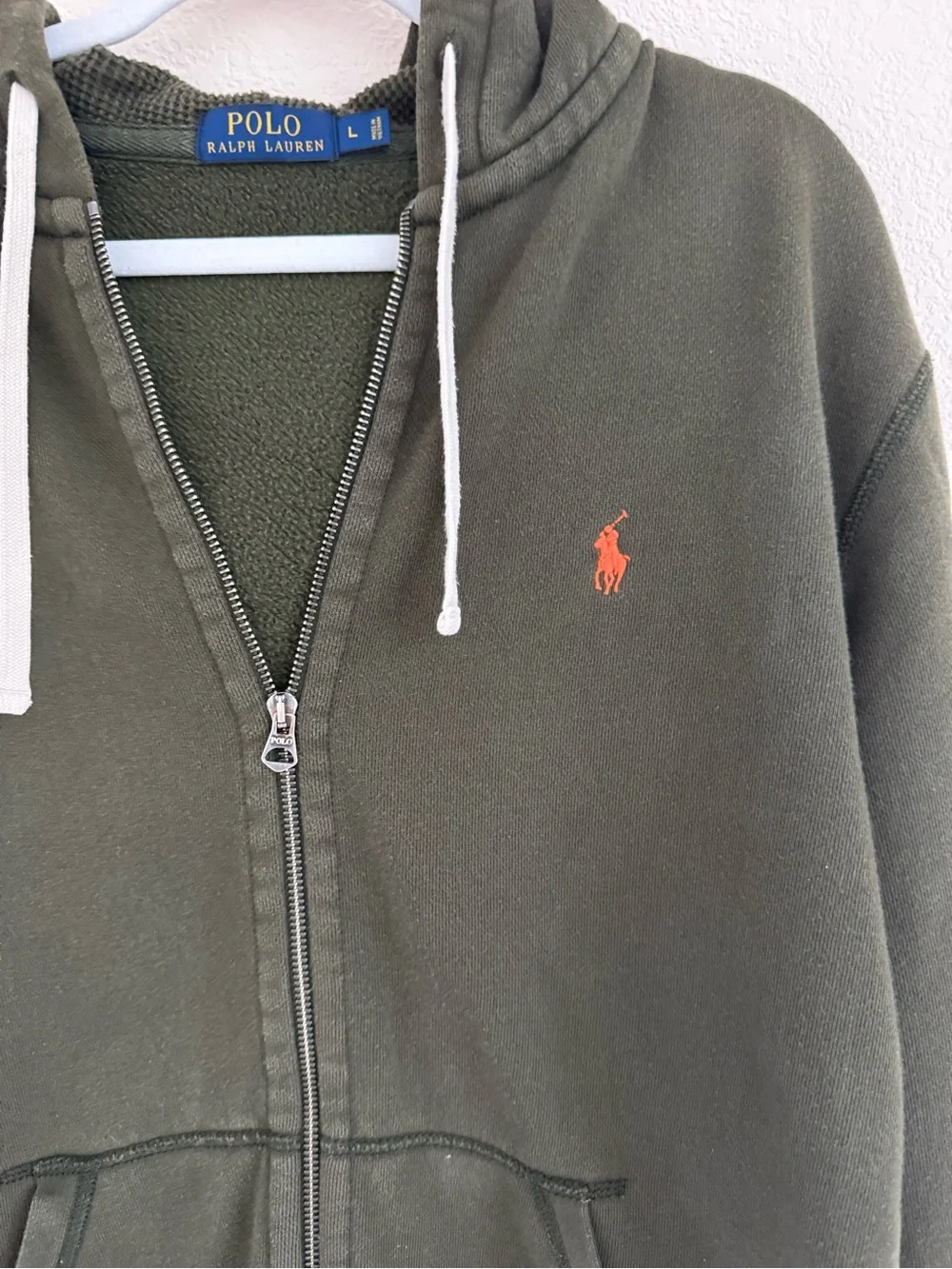 Polo by Ralph Lauren Olive Green Zip Hoodie with White Pony